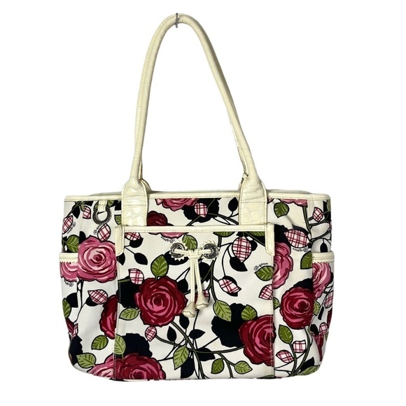 Brighton Roses Perkins Canvas & Leather Shoulder Bag - Picture 1 of 9